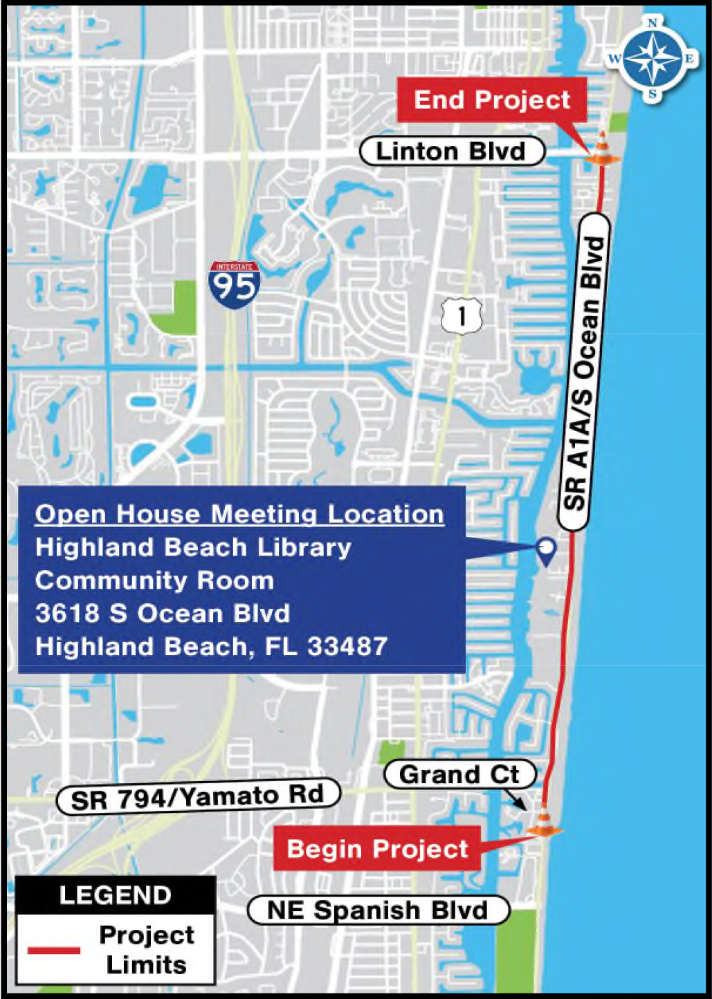 FDOT - A1A Grand to Linton Project Map