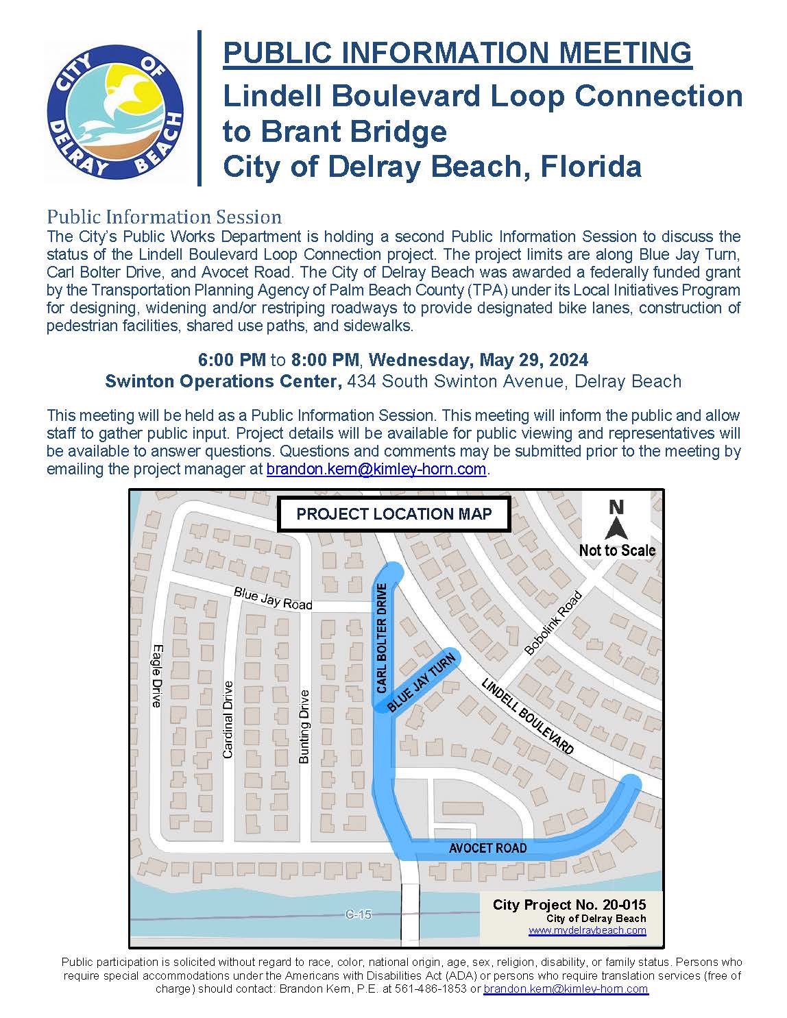 Lindell Boulevard Loop Connection to Brant Bridge City of Delray Beach, Florida