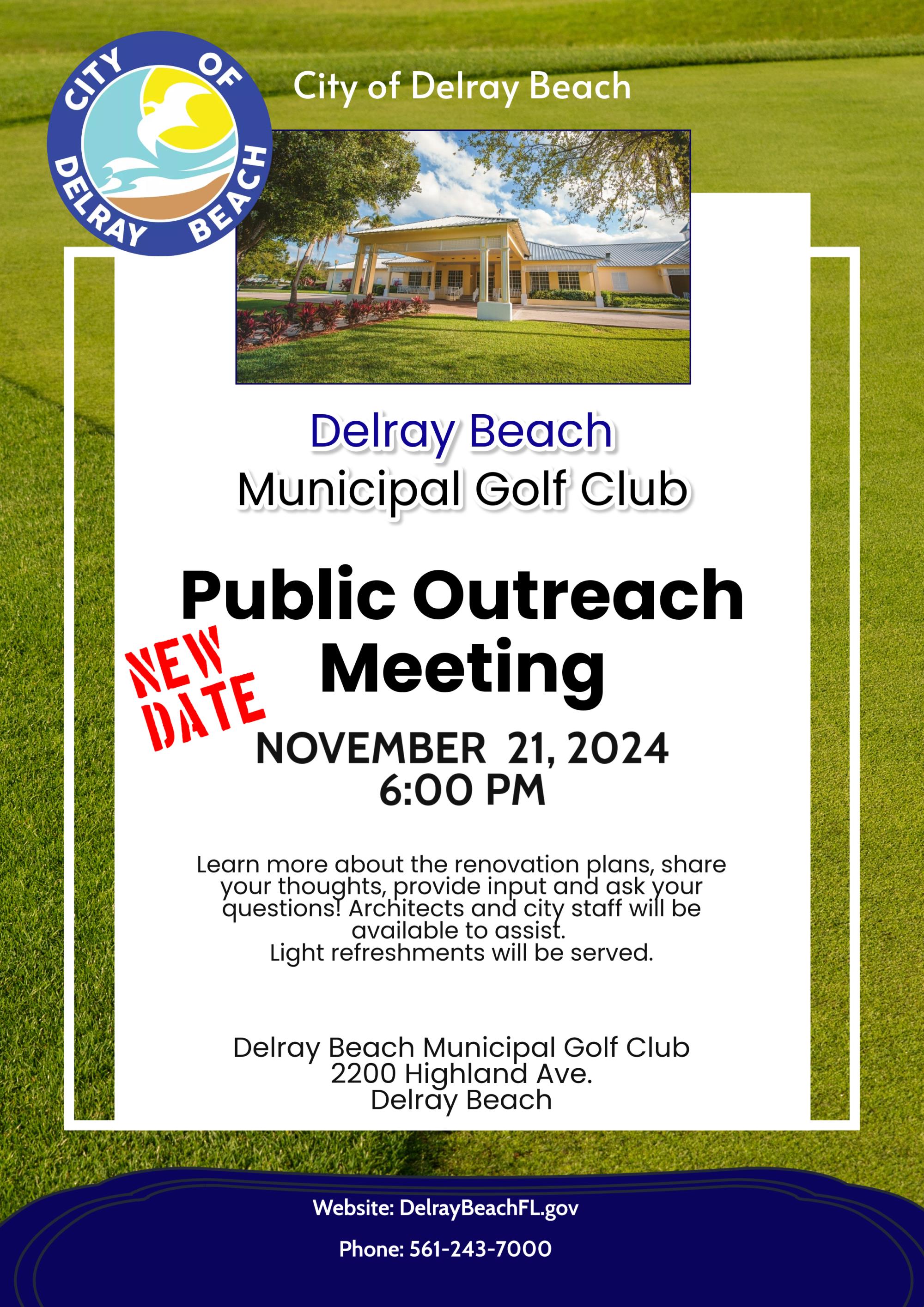 Delray Beach Municipal Golf Club Public Outreach Meeting Flyer